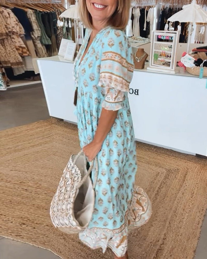 Maria | Chic Floral V-Neck Dress