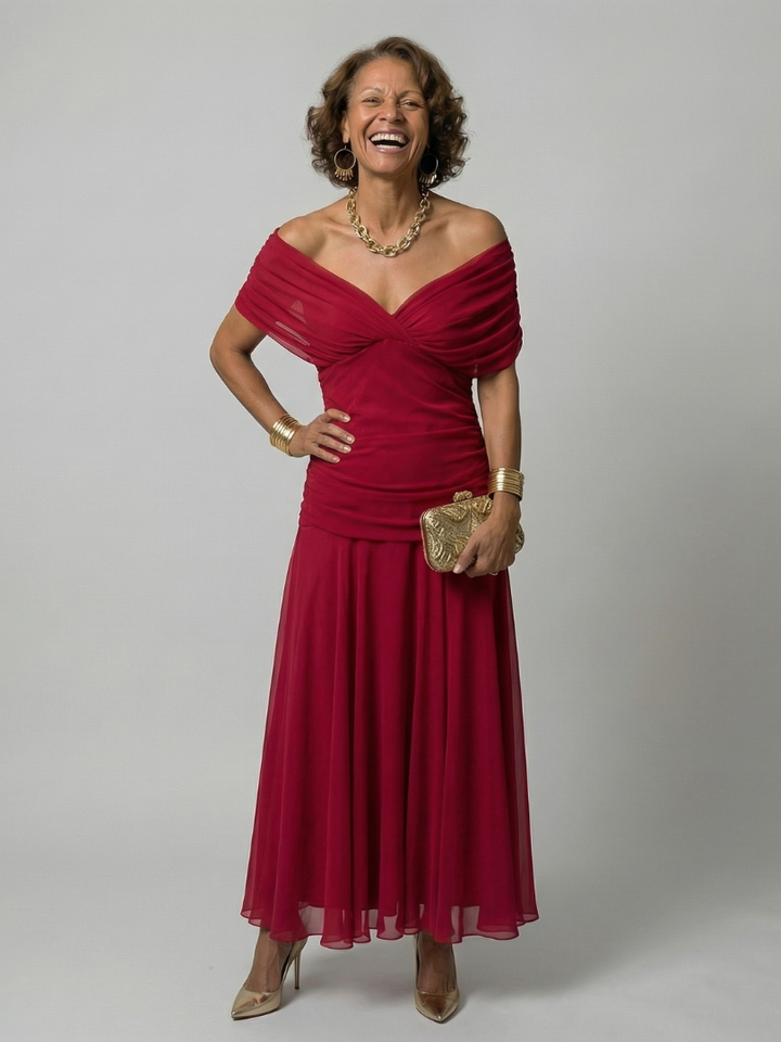 Liliana | Flowy Midi Dresses Off Shoulder