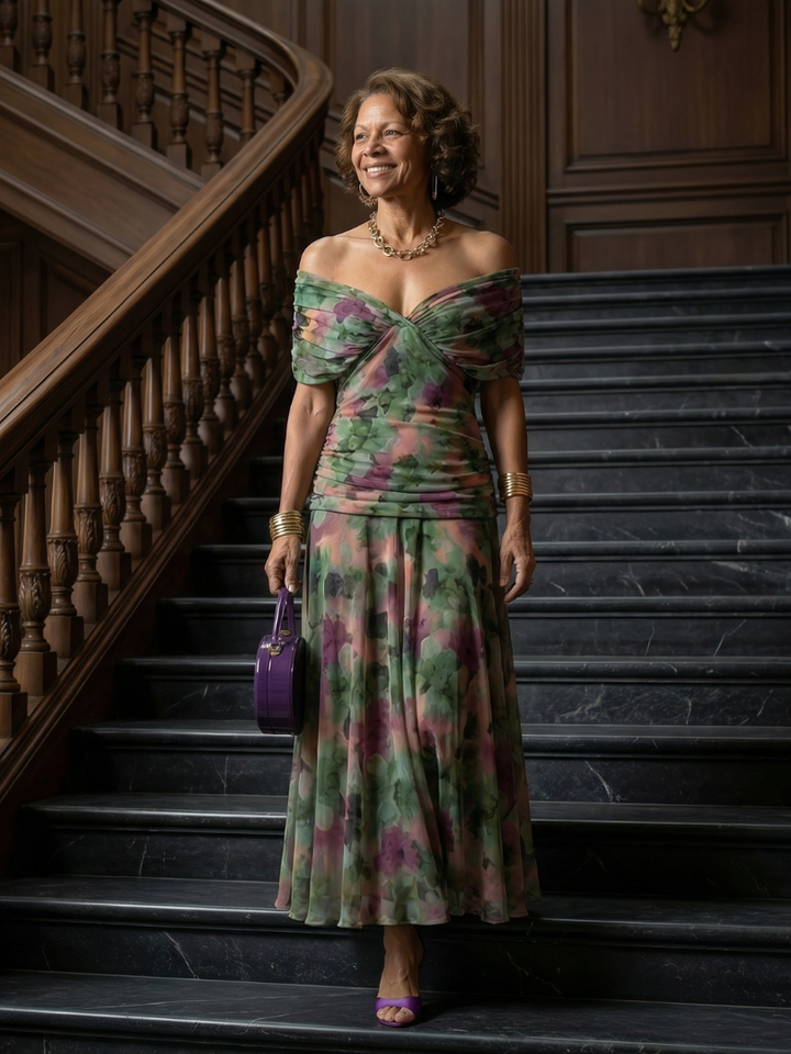 Liliana | Flowy Midi Dresses Off Shoulder