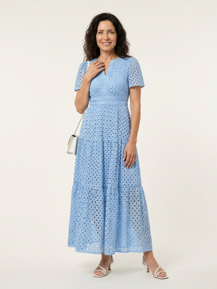 Maria | Midi Dress with Short Sleeves and V-Neck