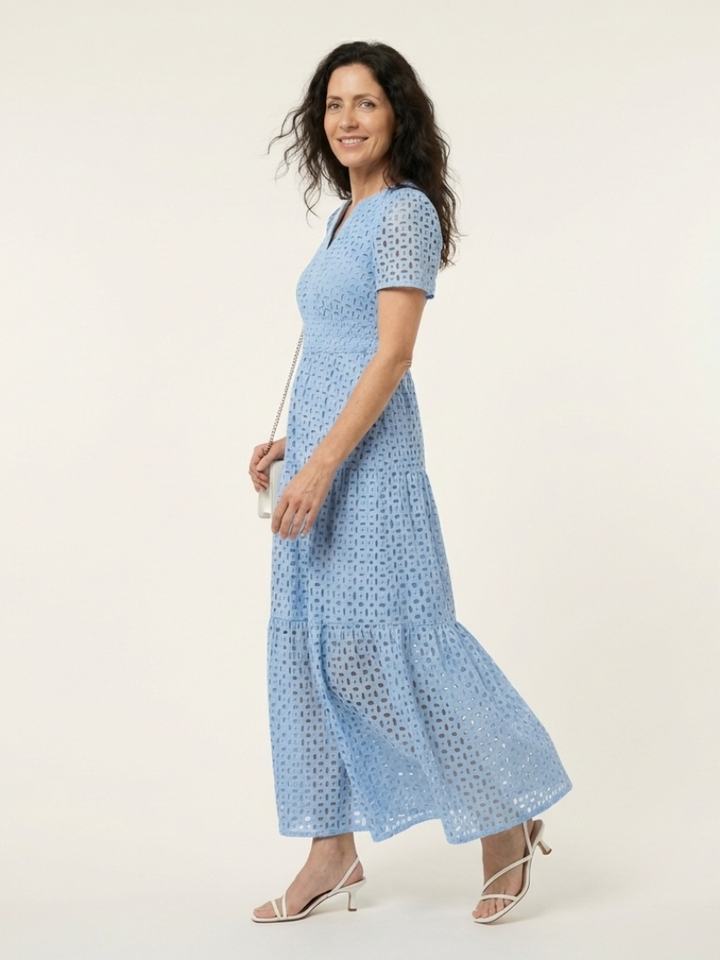 Maria | Midi Dress with Short Sleeves and V-Neck