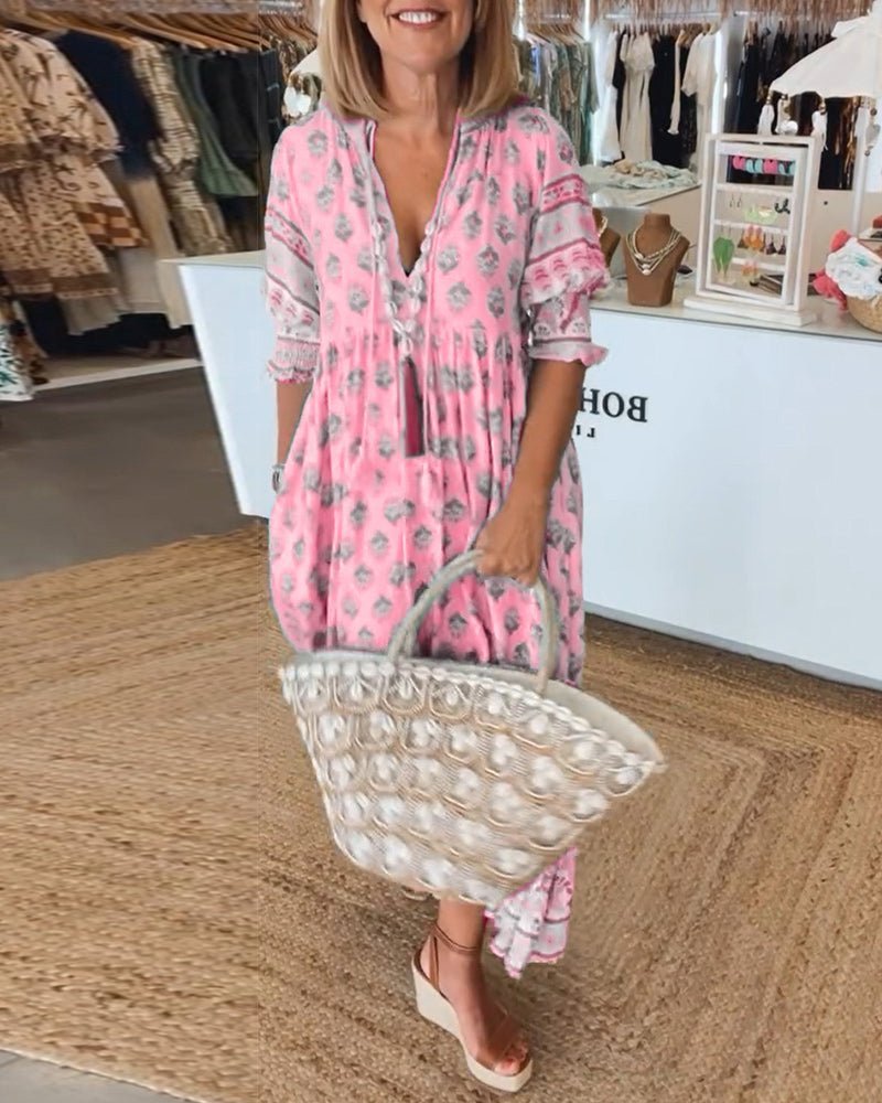 Maria | Chic Floral V-Neck Dress