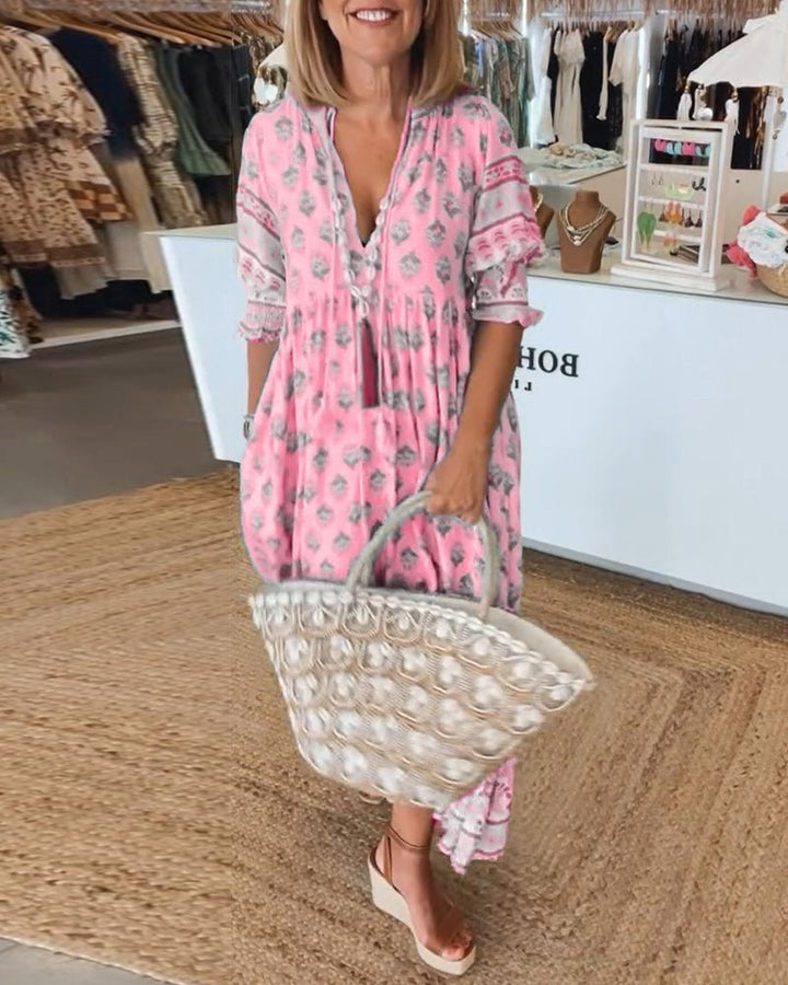 Maria | Chic Floral V-Neck Dress