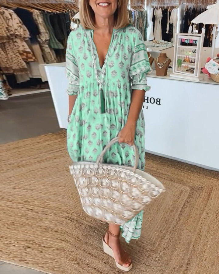 Maria | Chic Floral V-Neck Dress