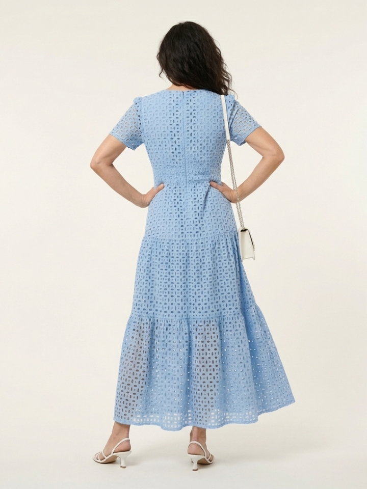 Maria | Midi Dress with Short Sleeves and V-Neck