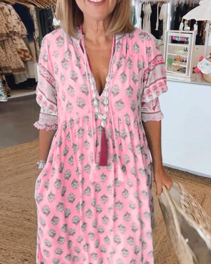 Maria | Chic Floral V-Neck Dress