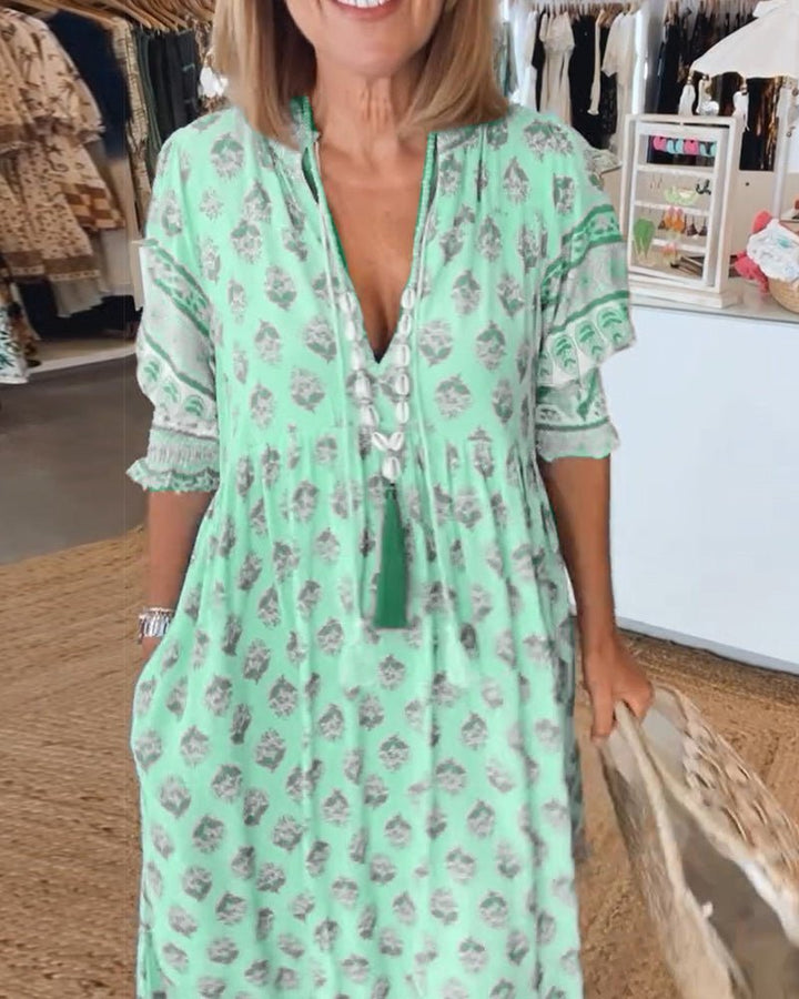 Maria | Chic Floral V-Neck Dress