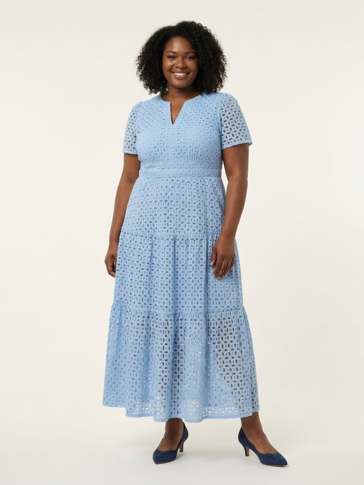 Maria | Midi Dress with Short Sleeves and V-Neck
