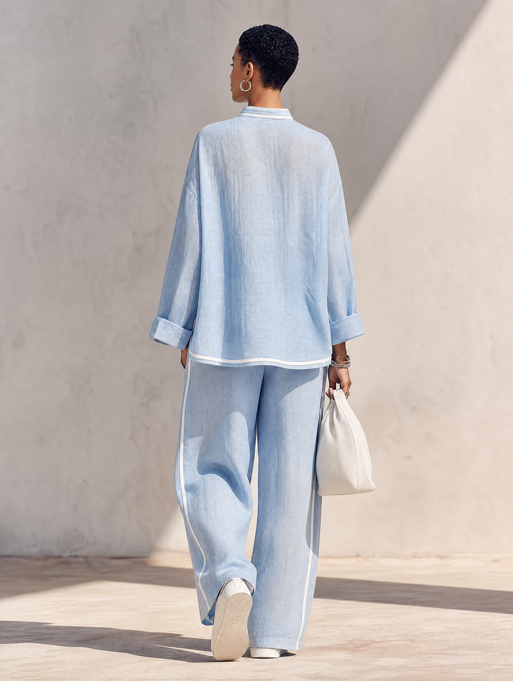 Casual set with half zip and wide pants