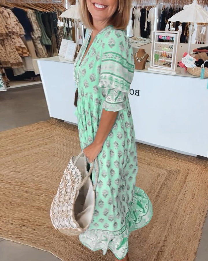 Maria | Chic Floral V-Neck Dress