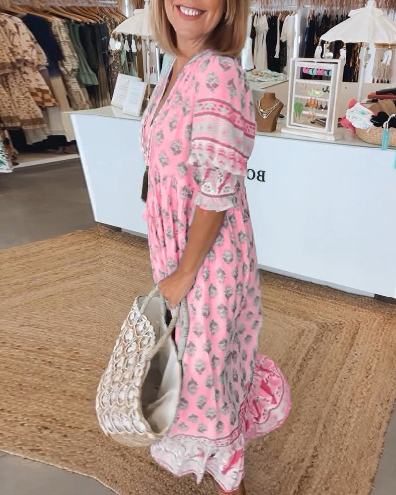 Maria | Chic Floral V-Neck Dress