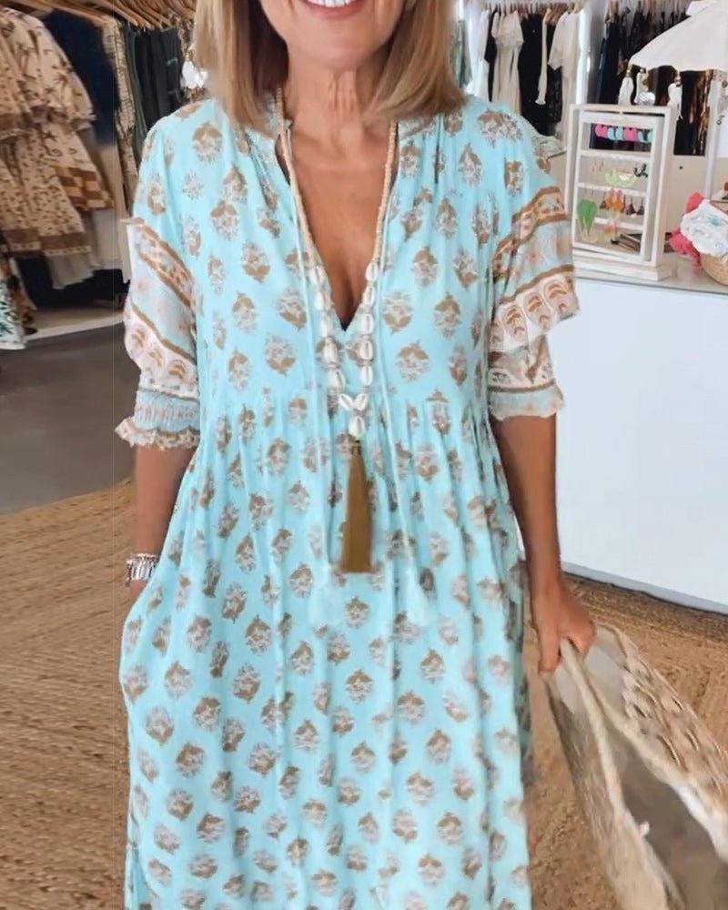 Maria | Chic Floral V-Neck Dress