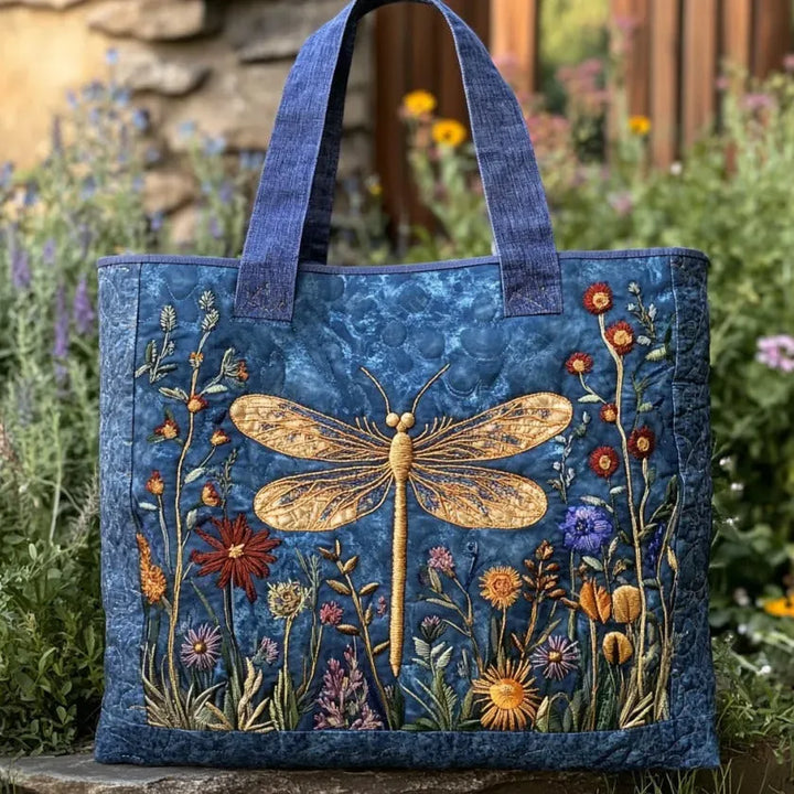 Padded Tote Bag - Golden Dragonfly