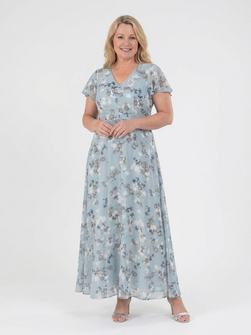 Paola | Floral Chiffon Maxi Dress
