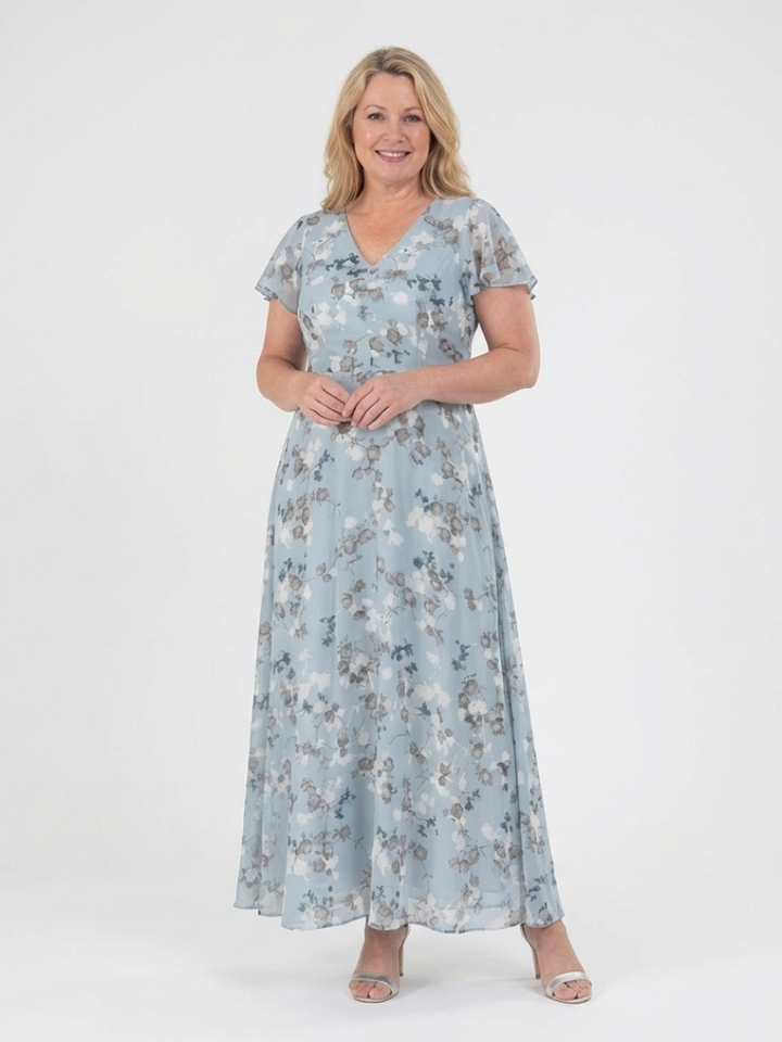 Paola | Floral Chiffon Maxi Dress