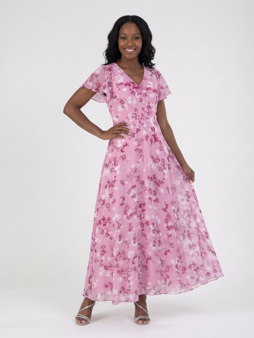 Paola | Floral Chiffon Maxi Dress