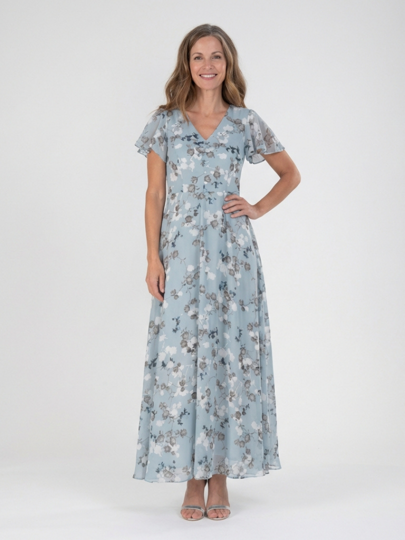 Paola | Floral Chiffon Maxi Dress