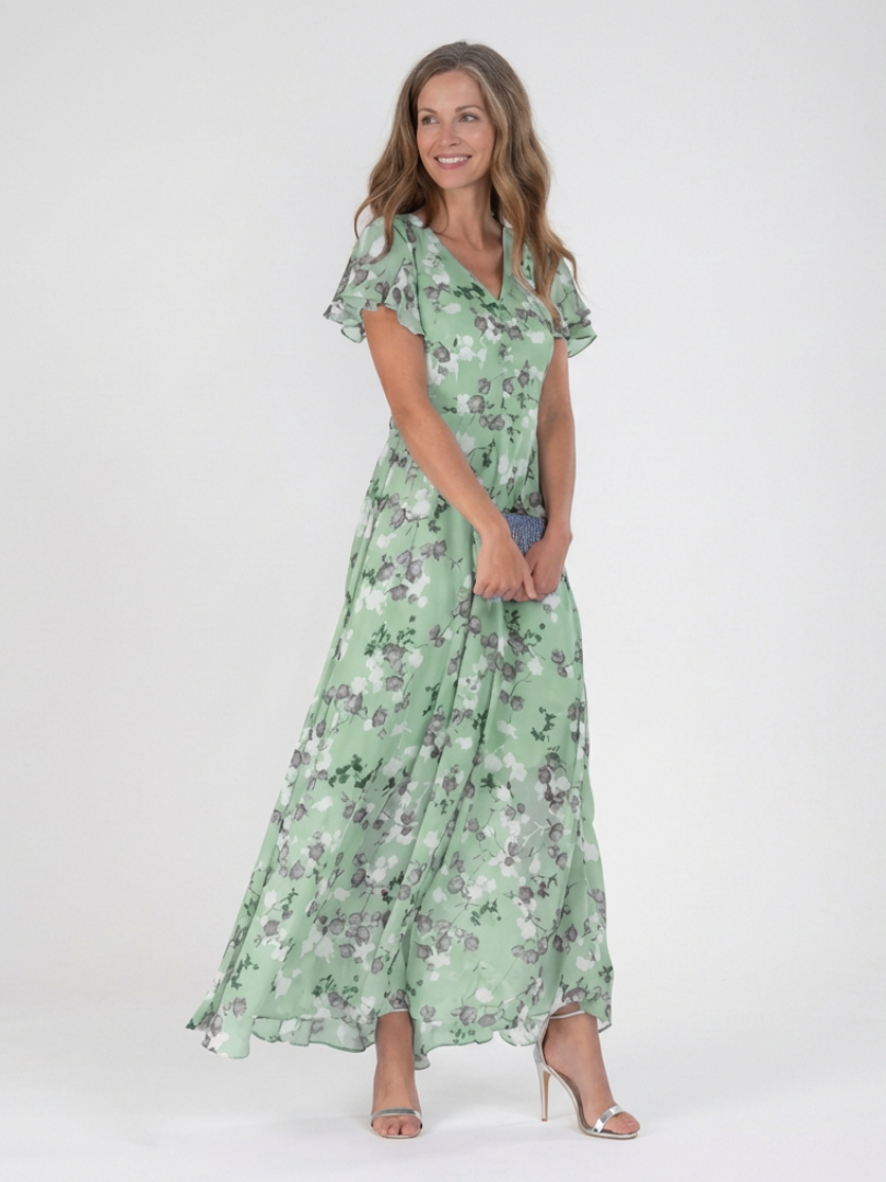 Paola | Floral Chiffon Maxi Dress