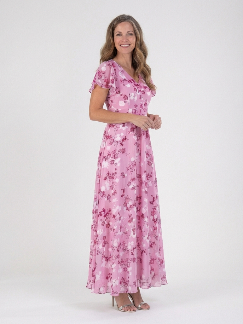 Paola | Floral Chiffon Maxi Dress