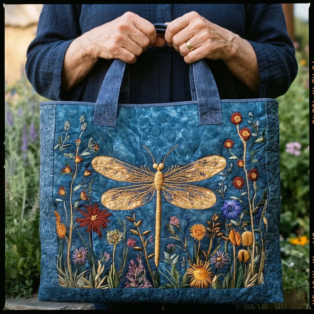 Padded Tote Bag - Golden Dragonfly