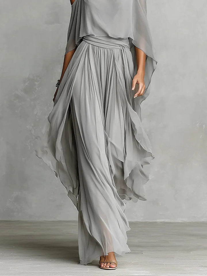 Renata | Gray Fluid Set with Spaghetti Strap Top and Lightweight Pants