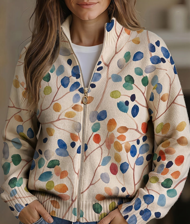 Mirella™ | Cardigan with Botanical Leaf Print