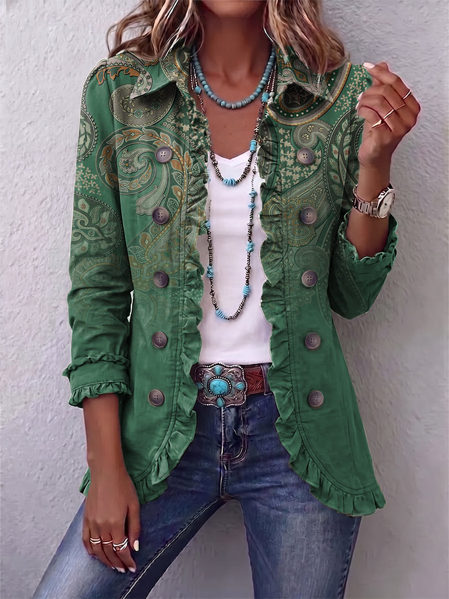 Angela™ | Ruffle Jacket with Bohemian Paisley Print