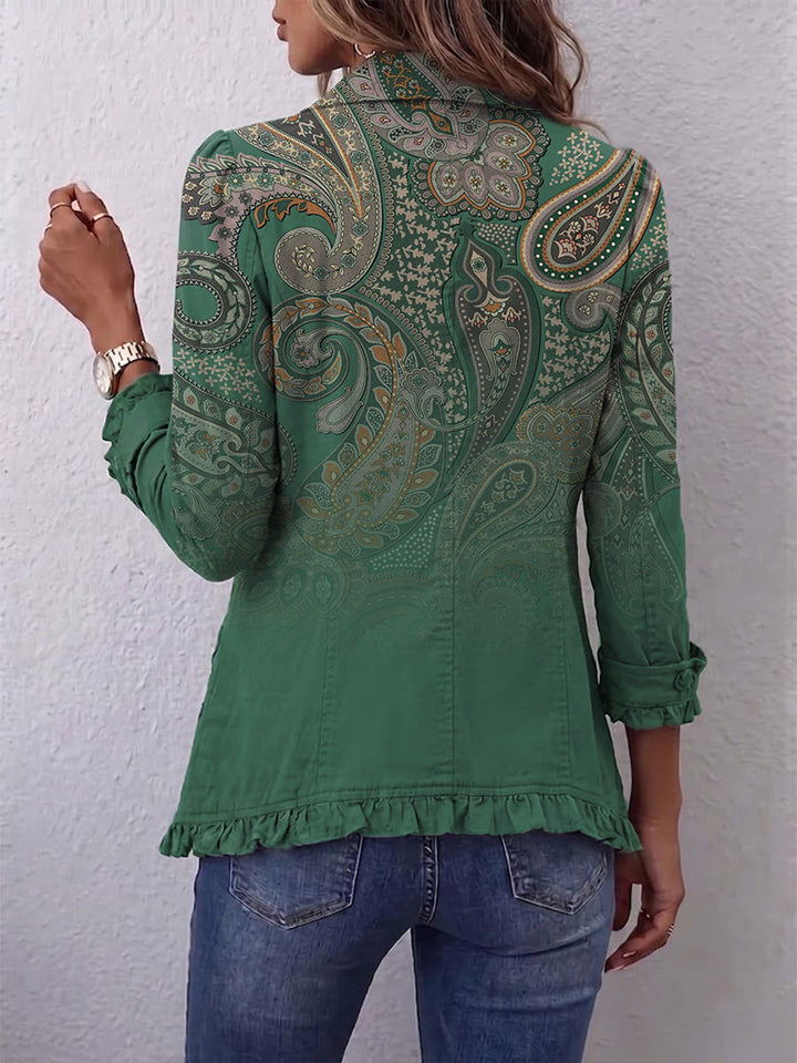 Angela™ | Ruffle Jacket with Bohemian Paisley Print