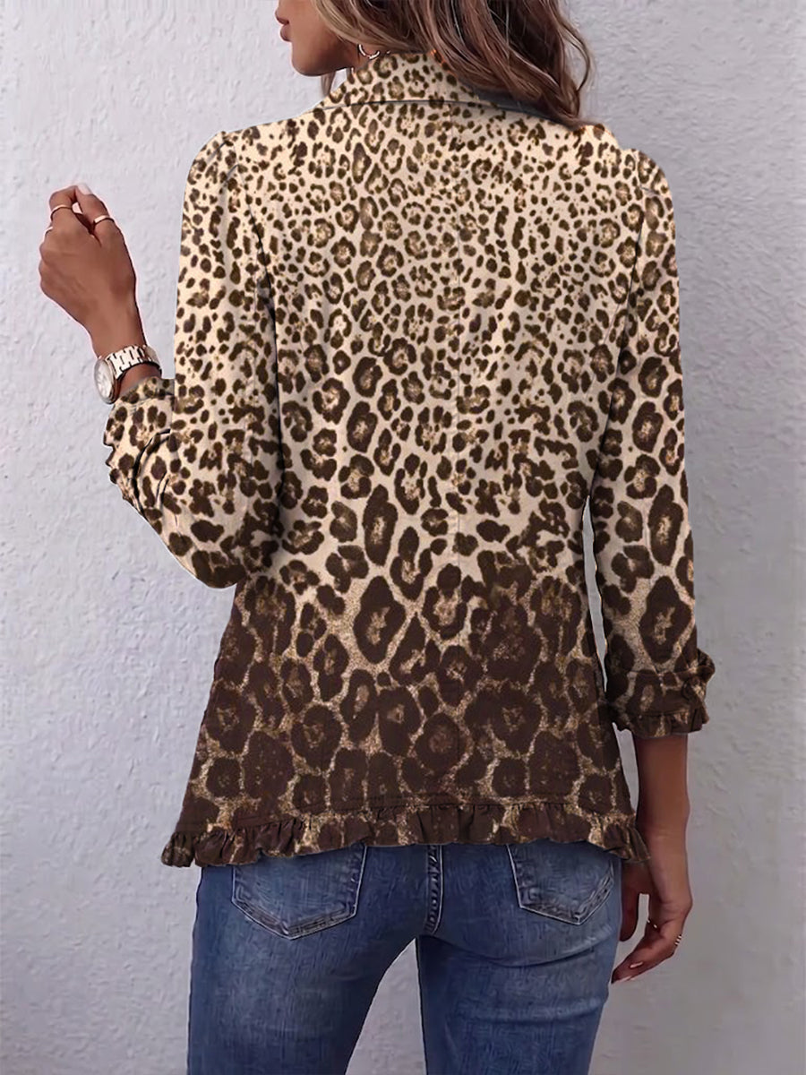 Paola™ | Ruffle Jacket with Leopard Print