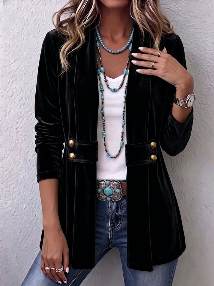 Concetta™ | Vintage Jacket with Buttons on the Collar and Long Sleeves