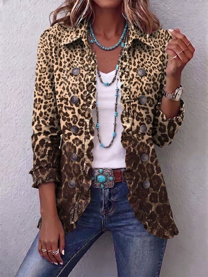 Paola™ | Ruffle Jacket with Leopard Print