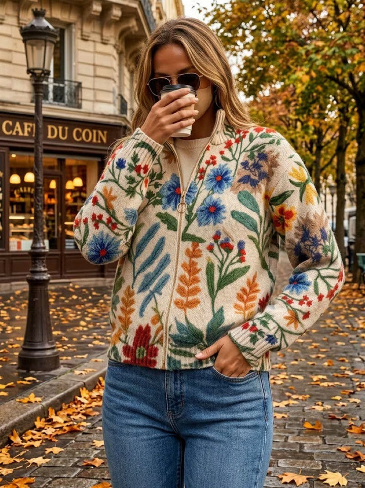Renata™ | Floral Zip Cardigan Botanical Garden